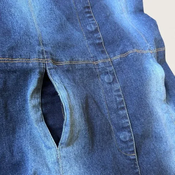 Arden B Denim Dress Jacket Women’s XS Longline Button Front 2000s Y2K Jean Dress - Picture 6 of 9